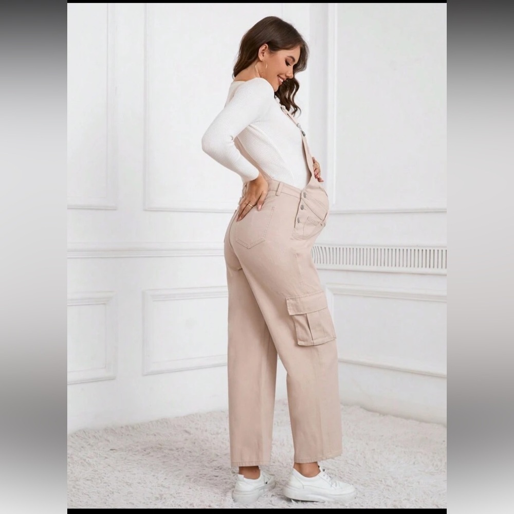 Women's Beige Maternity overalls pants